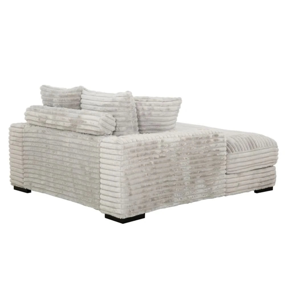 Mondo Grey Oversized Chair and a Half Chaise with Faux Fur Corduroy Texture