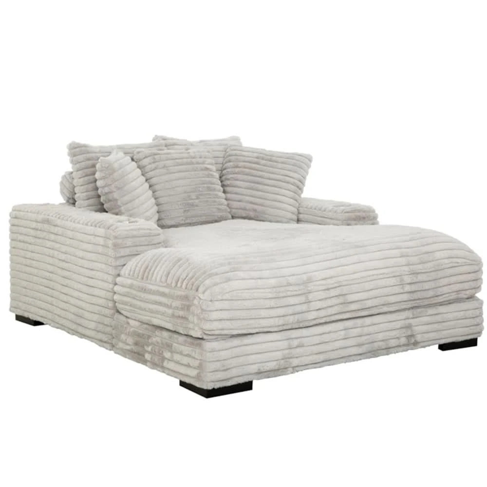 Mondo Grey Oversized Chair and a Half Chaise with Faux Fur Corduroy Texture