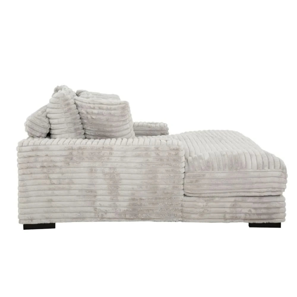Mondo Grey Oversized Chair and a Half Chaise with Faux Fur Corduroy Texture