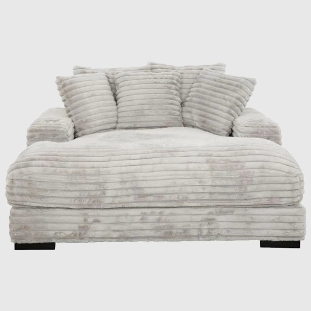 Mondo Grey Oversized Chair and a Half Chaise with Faux Fur Corduroy Texture