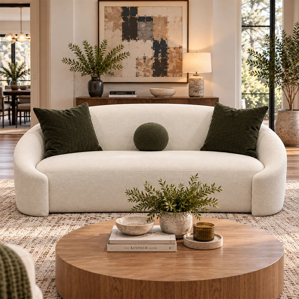 Monteviedo Ivory Bouclé Curved Sofa & Loveseat Set