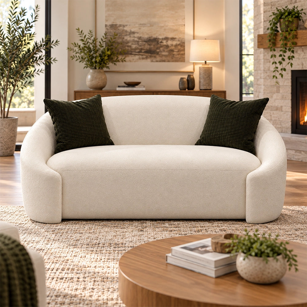 Monteviedo Ivory Bouclé Curved Sofa & Loveseat Set