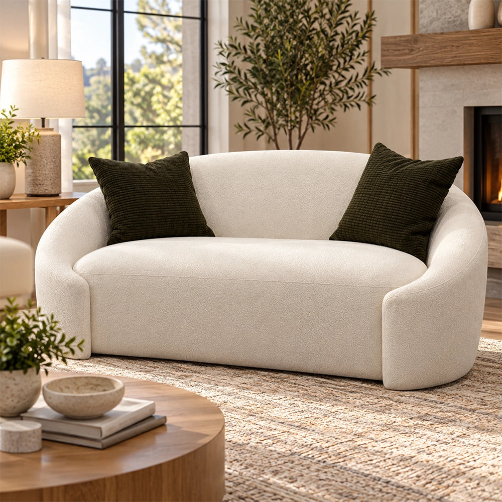 Monteviedo Ivory Bouclé Curved Sofa & Loveseat Set