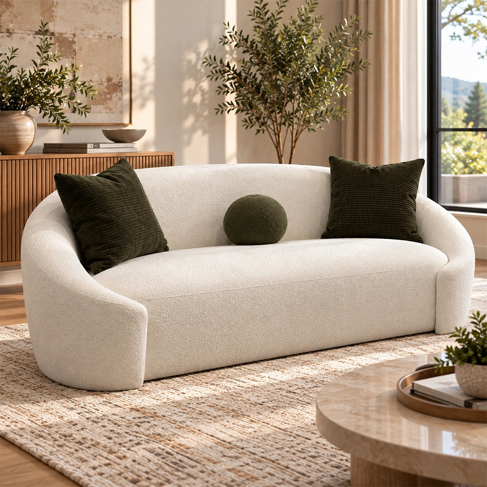 Monteviedo Ivory Bouclé Curved Sofa & Loveseat Set