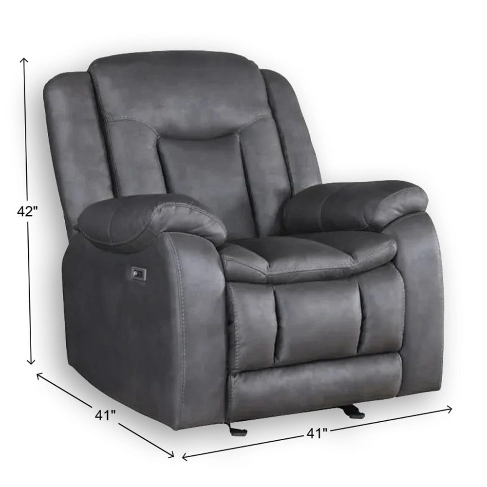 Morello Gray Reclining Glider Recliner with Plush Cushioning