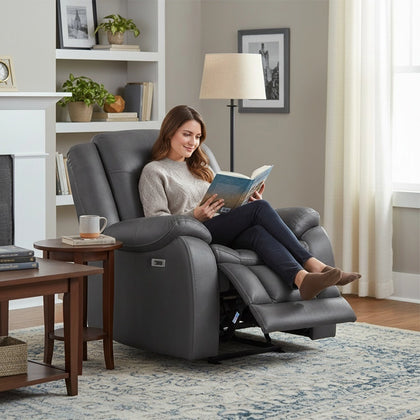 Morello Gray Reclining Glider Recliner with Plush Cushioning