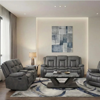 Morello Gray Reclining 2PC Living Room Set with Sofa and Console Loveseat
