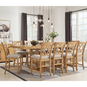 Morton Brown Rustic Farmhouse 7-Piece Counter Height Dining Set with 6 Upholstered Stools