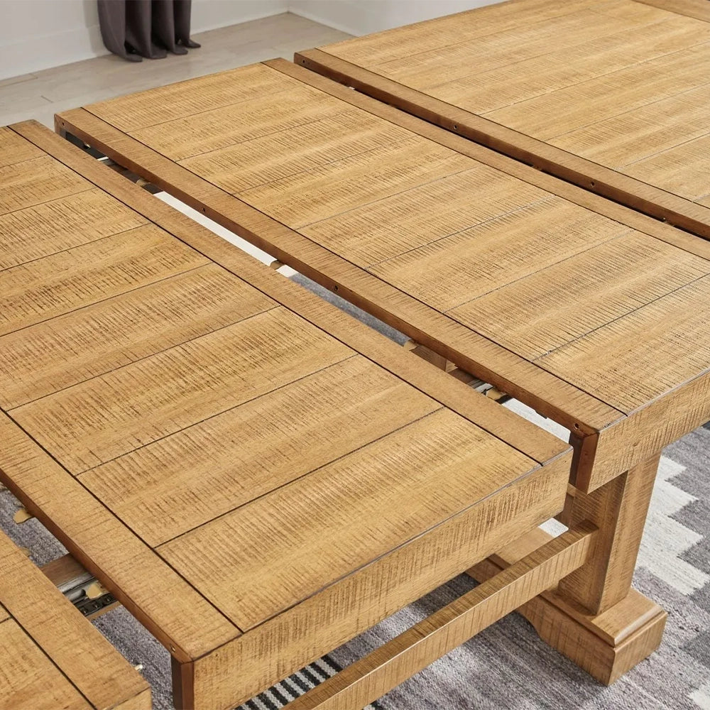 Morton Brown Rustic Farmhouse 7-Piece Counter Height Dining Set with 6 Upholstered Stools