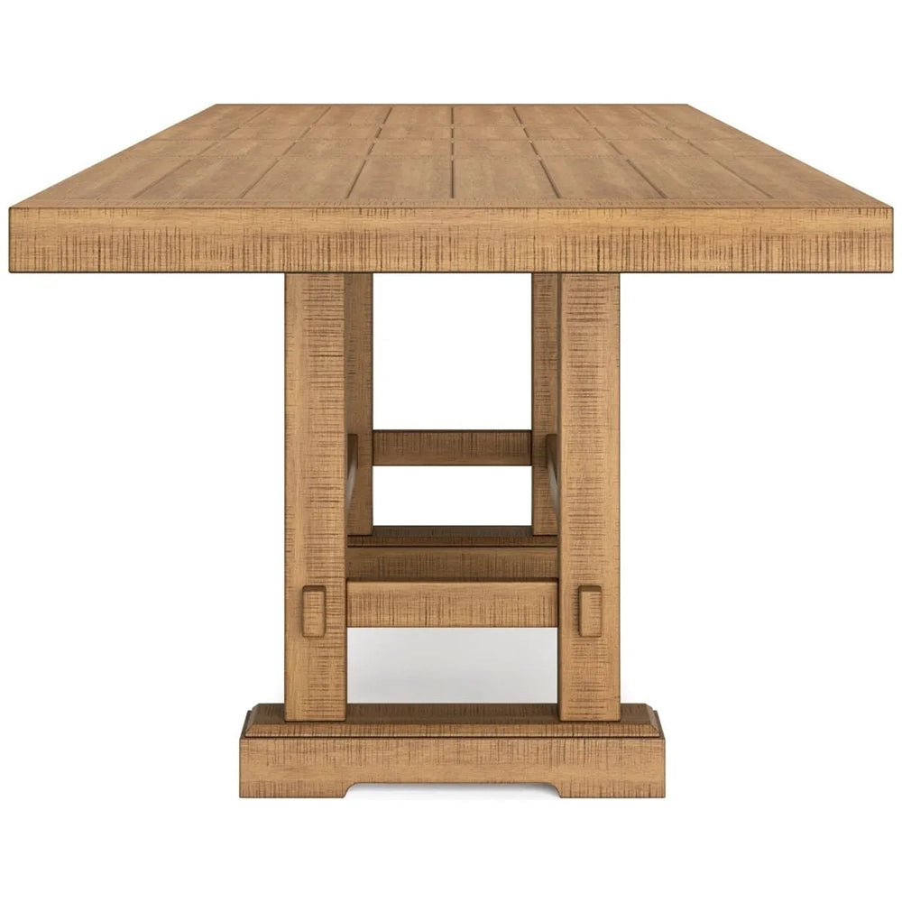 Morton Brown Rustic Farmhouse 7-Piece Counter Height Dining Set with 6 Upholstered Stools