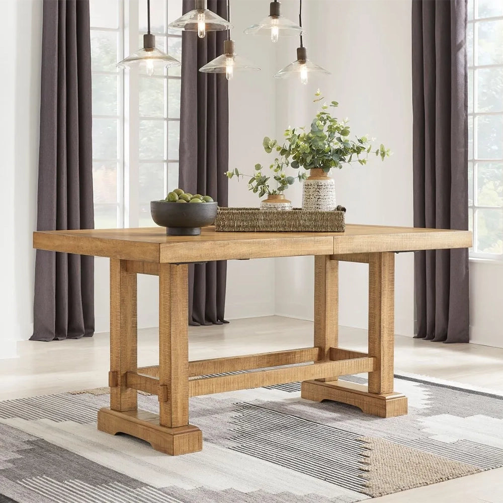 Morton Brown Rustic Farmhouse Counter Height Extension Dining Table