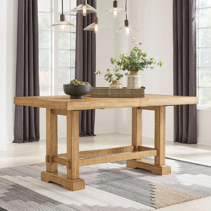 Morton Brown Rustic Farmhouse Counter Height Extension Dining Table