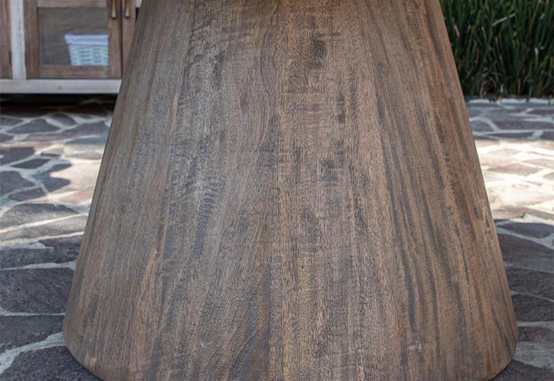 Mykos Cream Rustic Wood Modern 5 PC Round Dining Set with Round Table and 4 Beige Upholstered Chairs