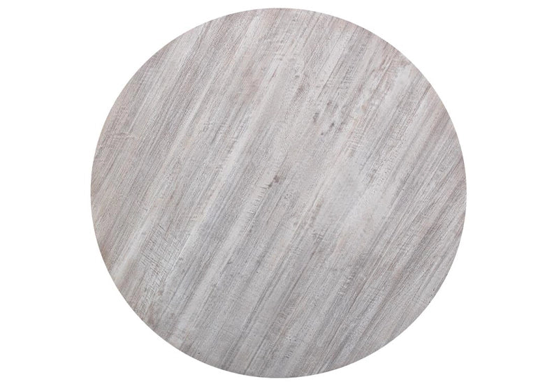 Mykos Cream Rustic Wood Modern 5 PC Round Dining Set with Round Table and 4 Beige Upholstered Chairs