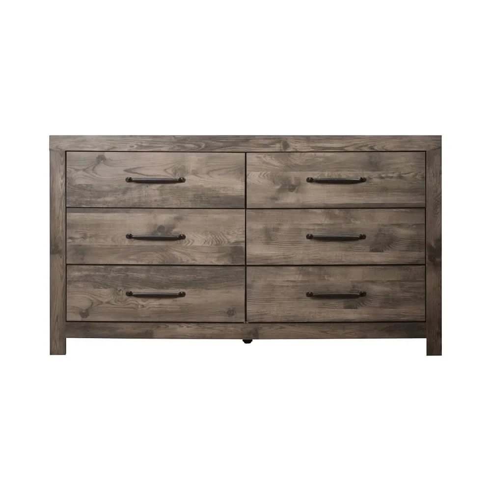 Nash Gray Solid Wood 5 Piece Bedroom Set with Dresser & Mirror