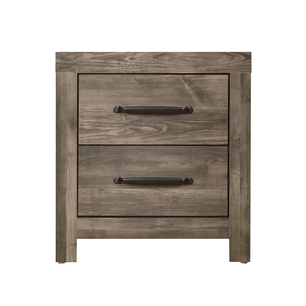 Nash Gray Solid Wood 2 Drawer Nightstand