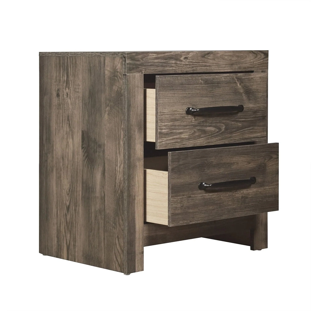 Nash Gray Solid Wood 2 Drawer Nightstand