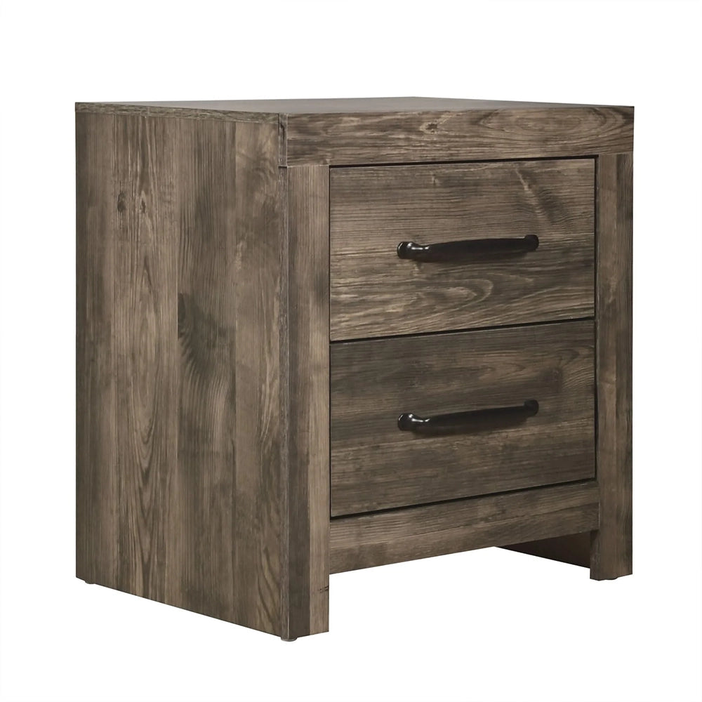 Nash Gray Solid Wood 2 Drawer Nightstand