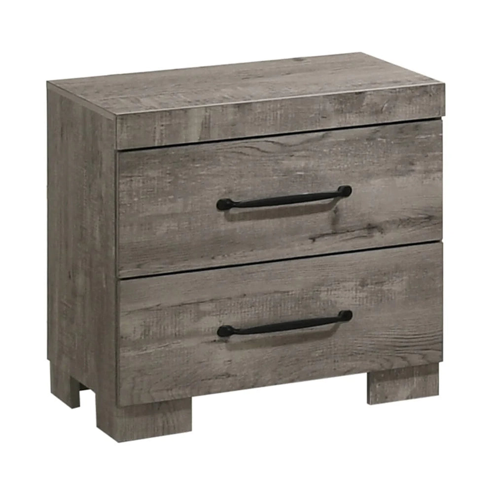 Nash Gray Solid Wood 2 Drawer Nightstand