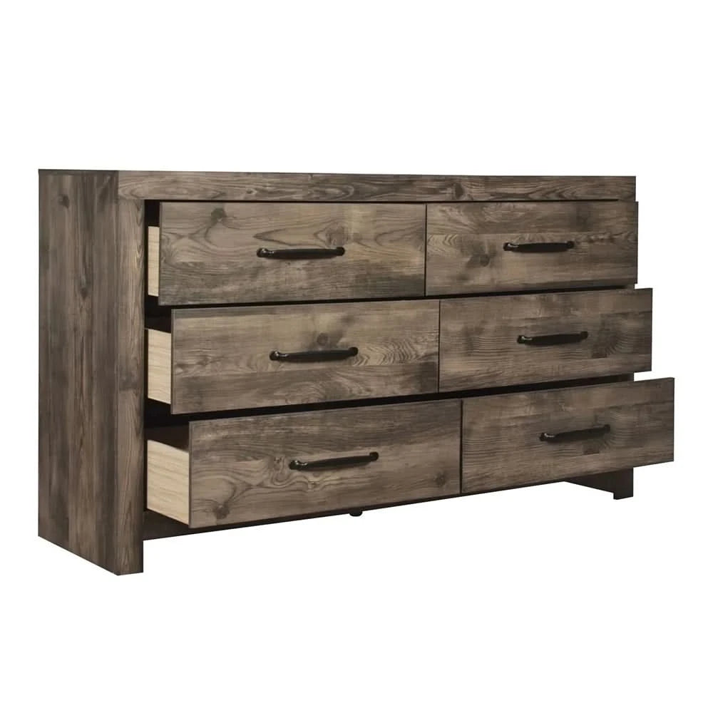 Nash Gray Solid Wood 5 Piece Bedroom Set with Dresser & Mirror