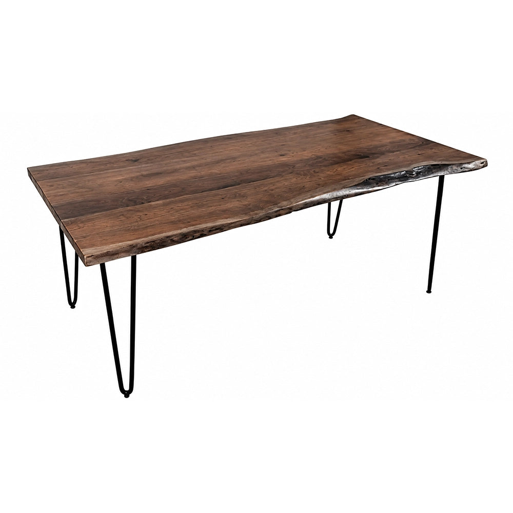 Natures Edge Slate 79-Inch Rectangular Solid Acacia Dining Table with Iron Hairpin Legs