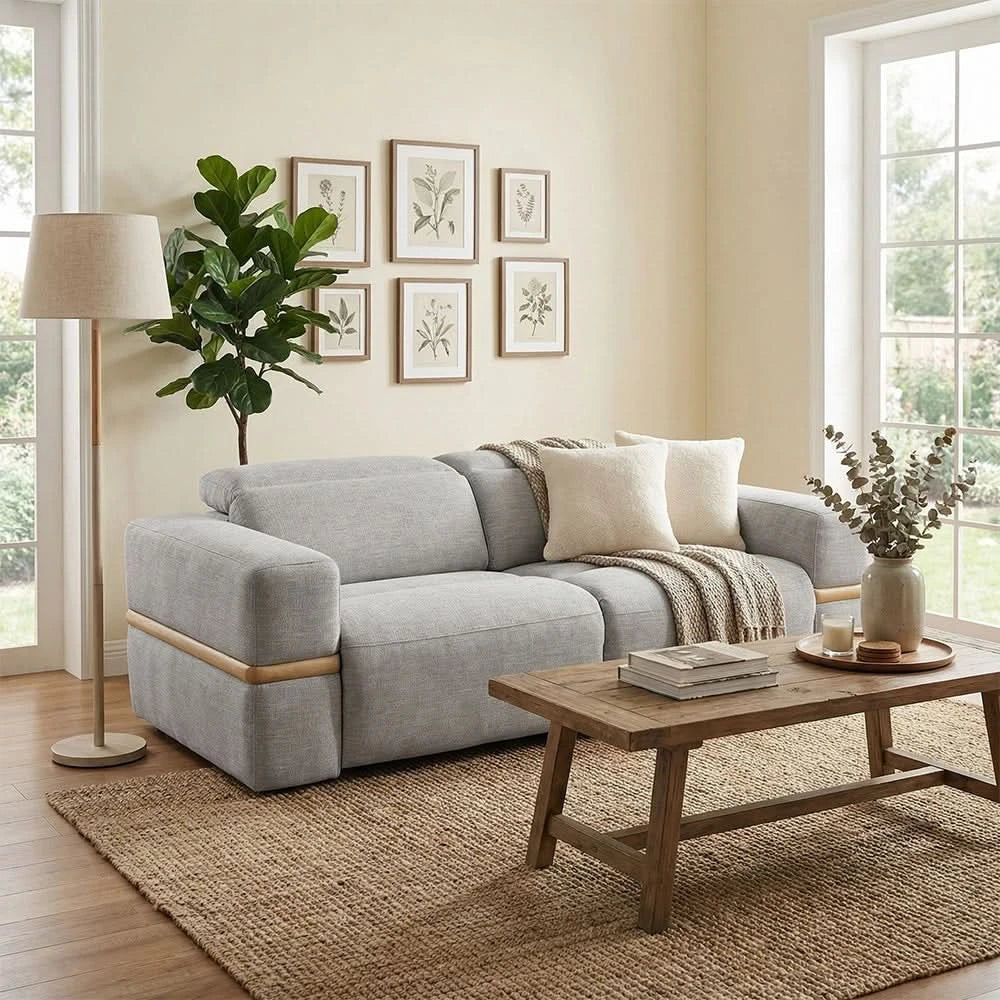 Newark Grey Contemporary Power Reclining Sofa with Track Arms