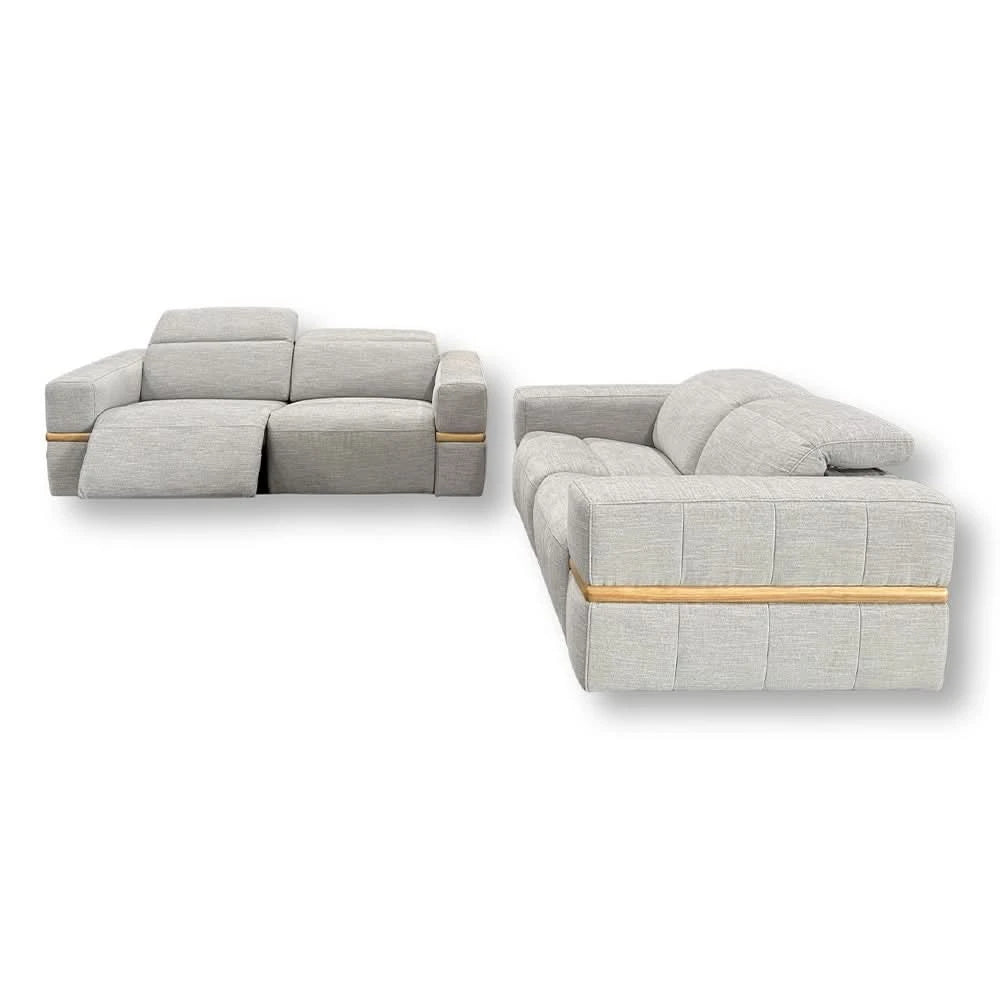 Newark Grey Contemporary Power Reclining Sofa & Loveseat with Track Arms