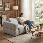 Newark Grey Contemporary Power Reclining Loveseat with Track Arms