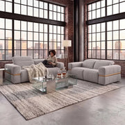 Newark Grey Contemporary Power Reclining Sofa & Loveseat with Track Arms