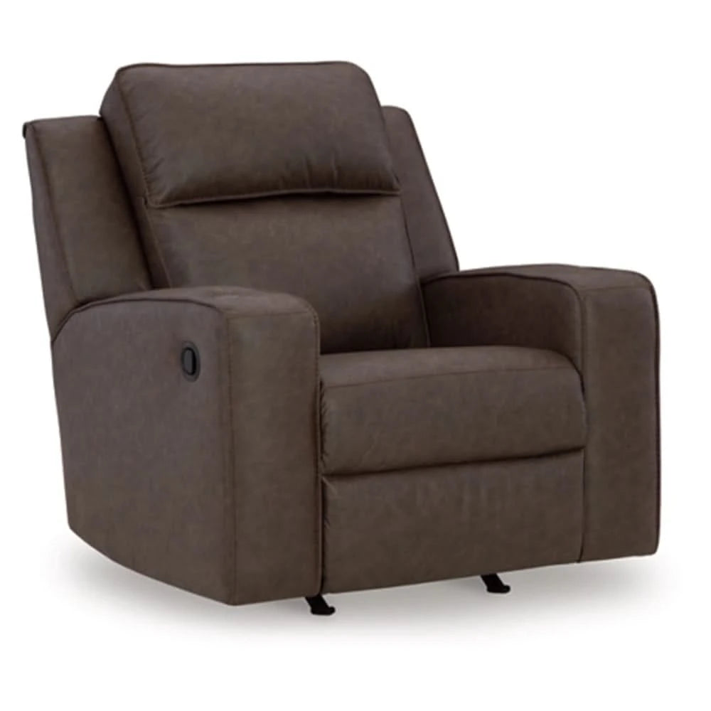 Noah Brown Contemporary Rocker Recliner with Cup Holders and Manual Motion