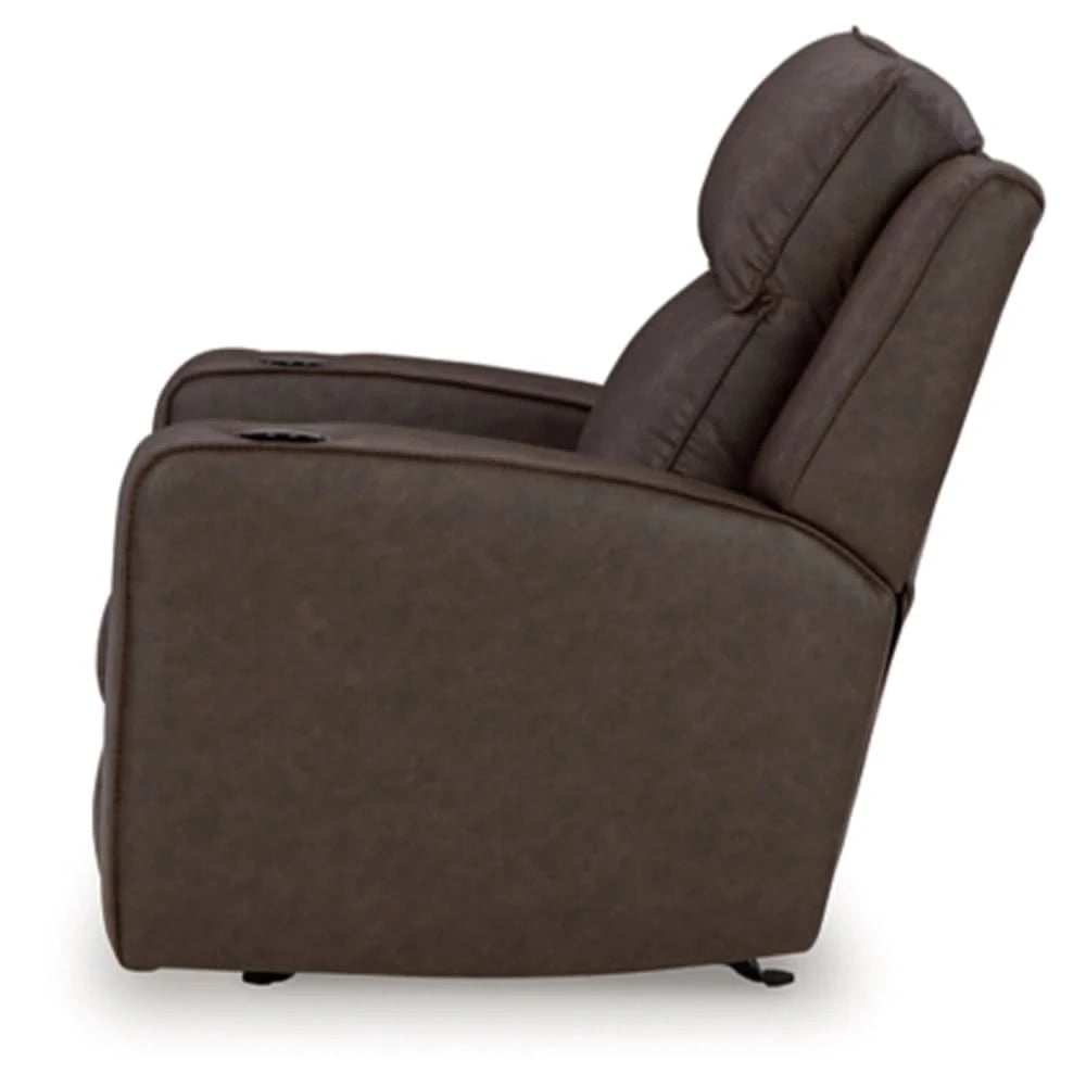 Noah Brown Contemporary Rocker Recliner with Cup Holders and Manual Motion