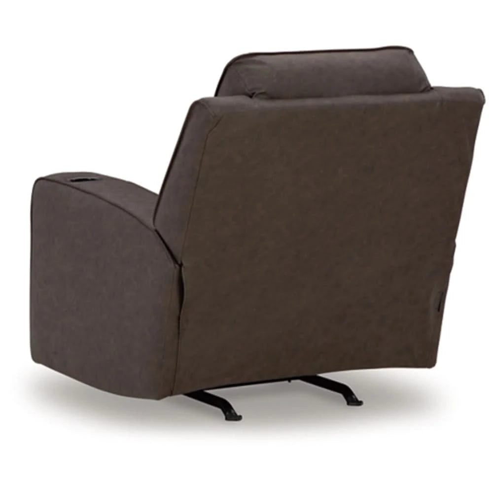Noah Brown Contemporary Rocker Recliner with Cup Holders and Manual Motion