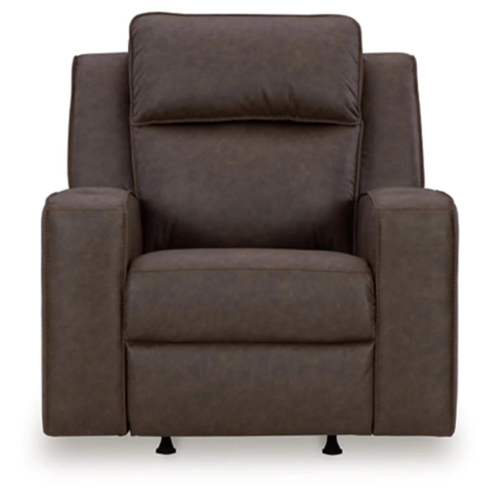 Noah Brown Contemporary Rocker Recliner with Cup Holders and Manual Motion