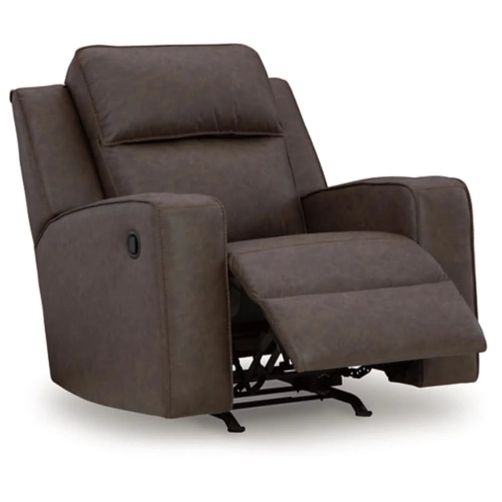 Noah Brown Contemporary Rocker Recliner with Cup Holders and Manual Motion