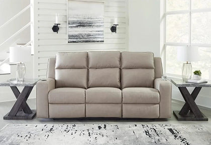 Noah Pebble Reclining Sofa w/ Drop-Down Table – Built-In Comfort & Convenience