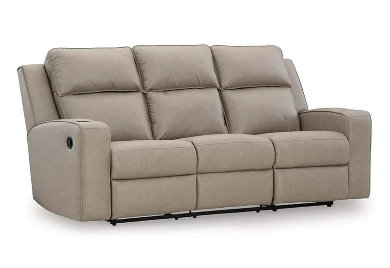 Noah Pebble Reclining Sofa w/ Drop-Down Table – Built-In Comfort & Convenience