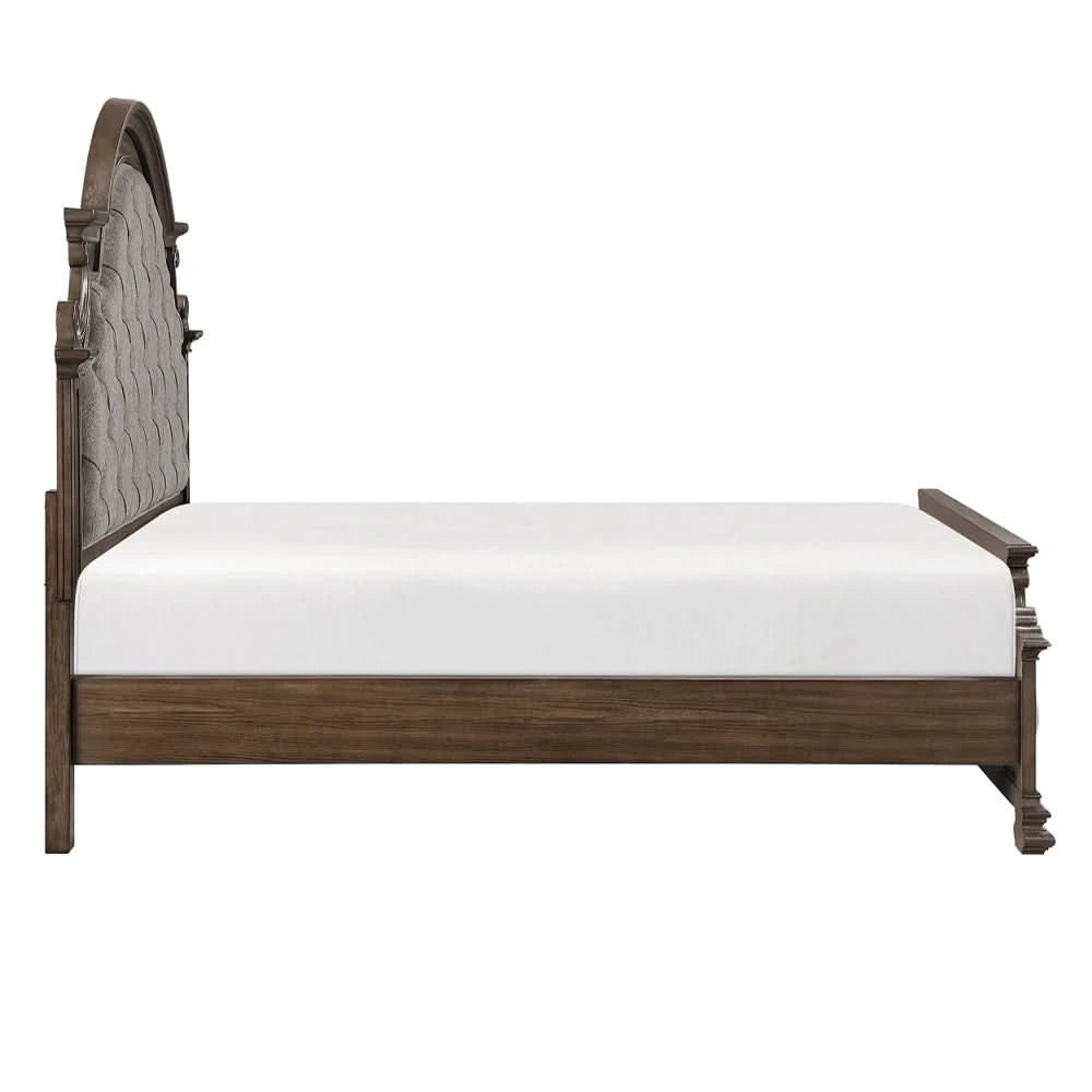 Oakland Traditional Bed in Queen or King with Tufted Mansion Headboard and Ornate Details