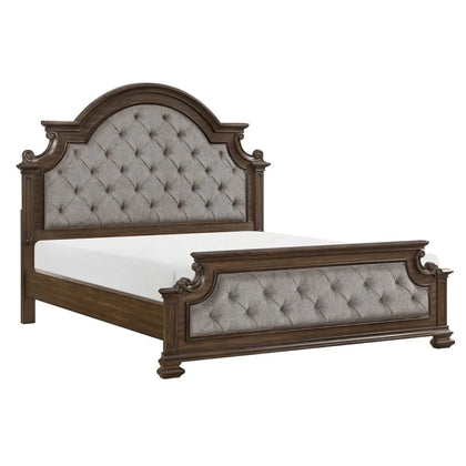Oakland Traditional Bed in Queen or King with Tufted Mansion Headboard and Ornate Details