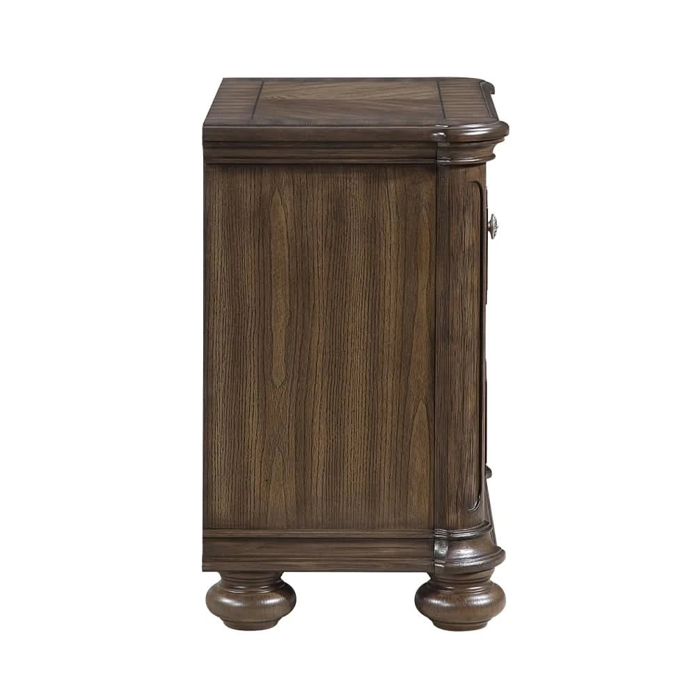 Oakland Traditional Nightstand with Ornate Carvings and Storage Drawers