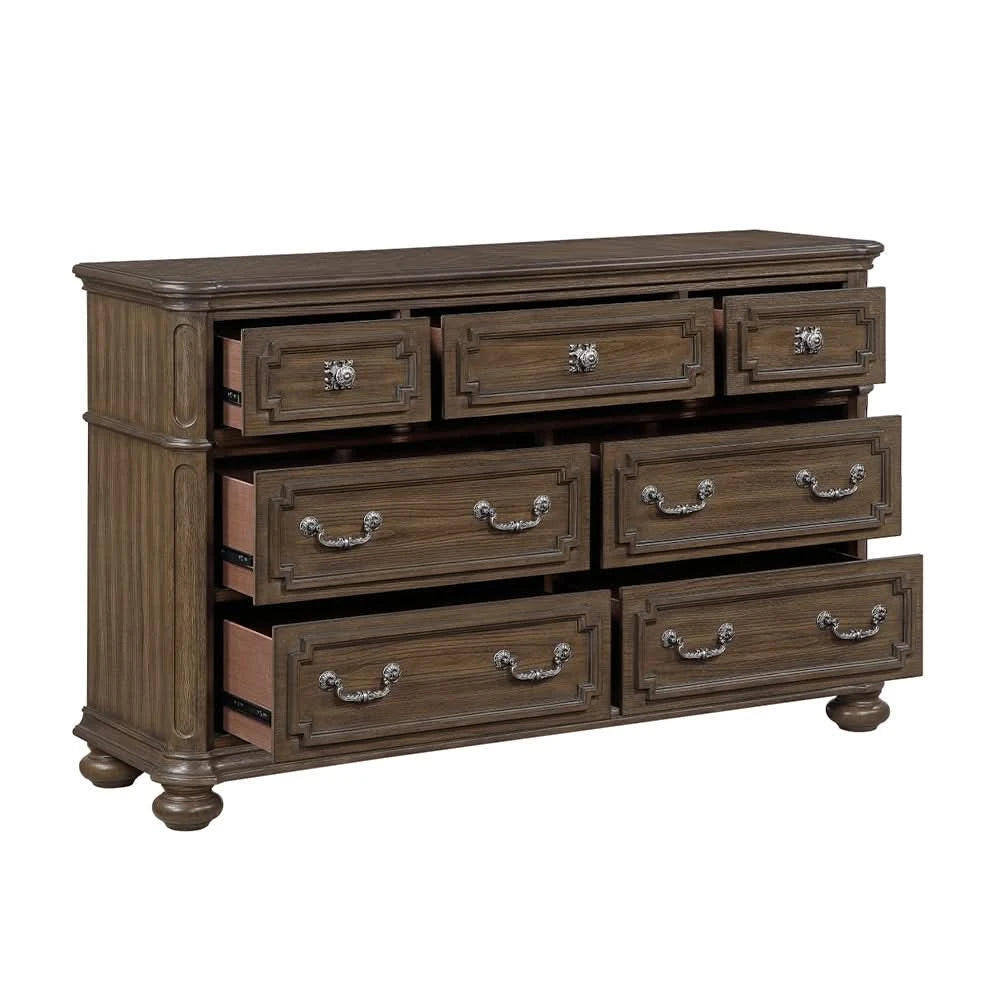 Oakland Traditional 5PC Bedroom Set with Tufted Mansion Headboard and Ornate Details