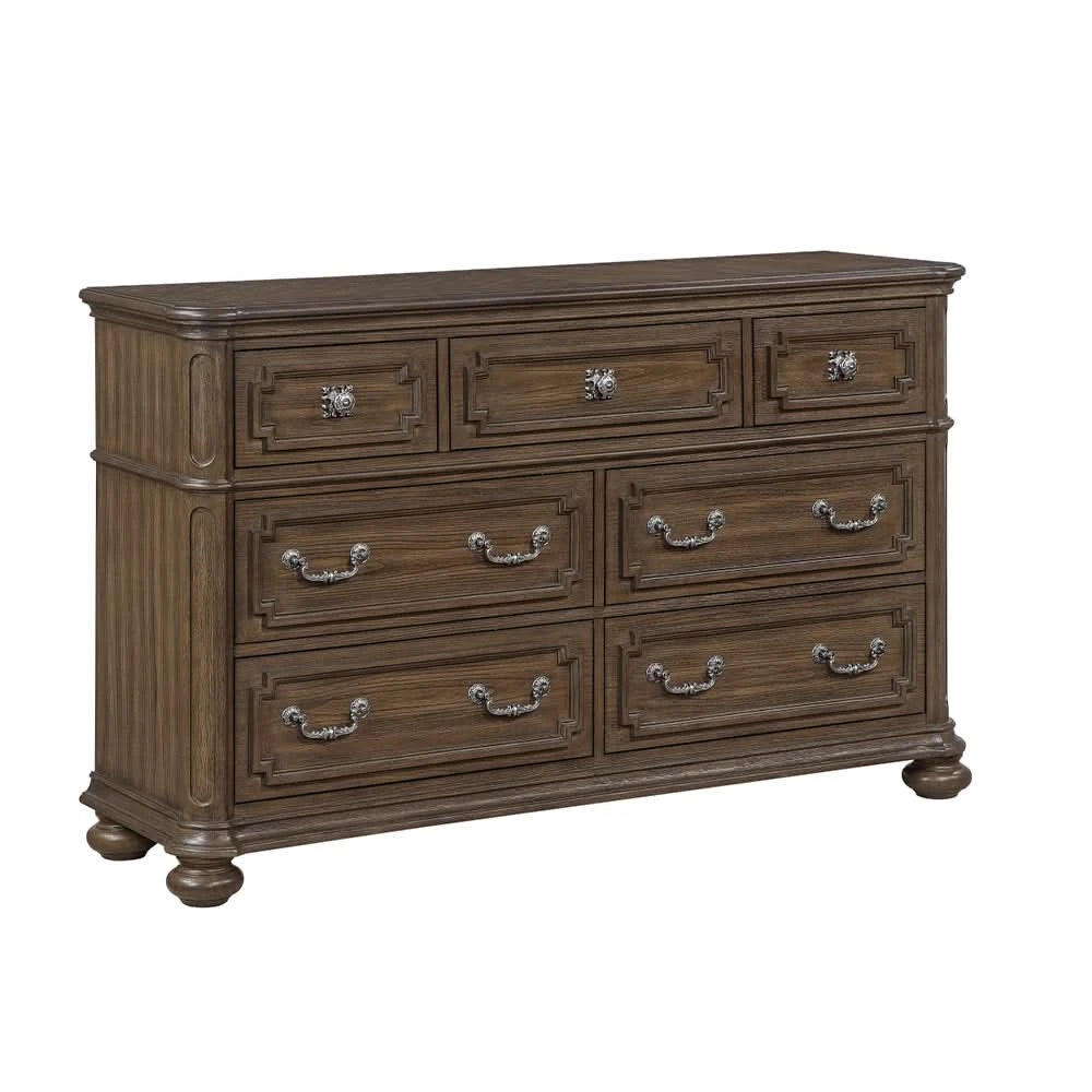 Oakland Traditional 5PC Bedroom Set with Tufted Mansion Headboard and Ornate Details