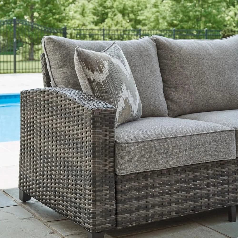 Oasis Court Gray 4PC Outdoor Sofa Set with Cushions and Coffee Table