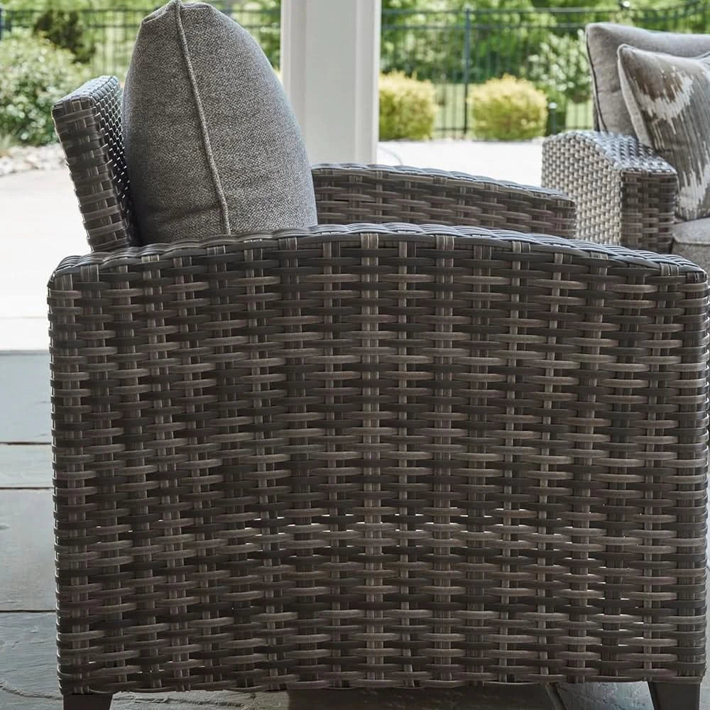 Oasis Court Gray 4PC Outdoor Sofa Set with Cushions and Coffee Table