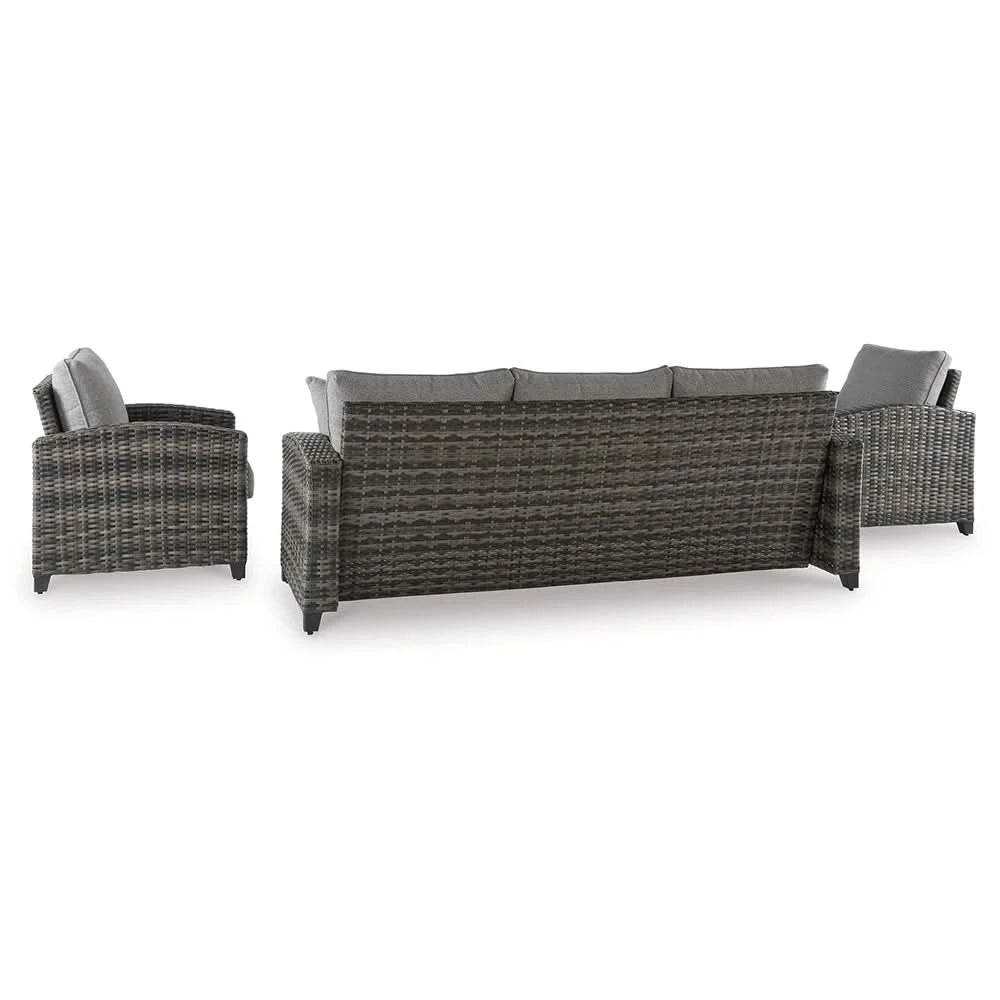 Oasis Court Gray 4PC Outdoor Sofa Set with Cushions and Coffee Table