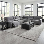 Opal Gray Zero Gravity Power Reclining 6-Piece Modular Sectional with Storage Console & Cup Holders