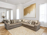 Skylark Putty Contemporary 3 PC Sectional with Accent Pillows