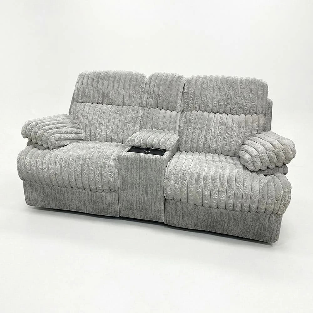 Oyster Mondo Contemporary Power Reclining Sofa & Loveseat with Plush Channel Tufting