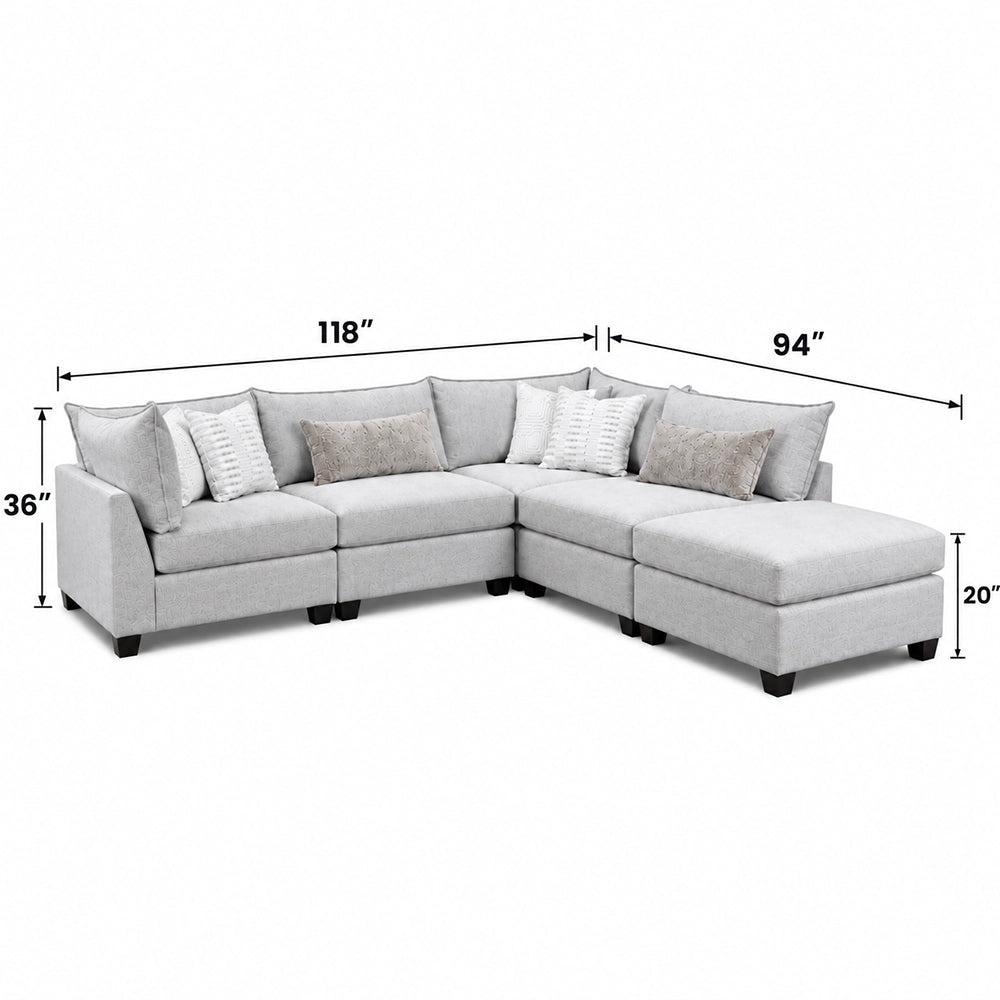 Pacino Nickel 5-Piece Modular Sectional