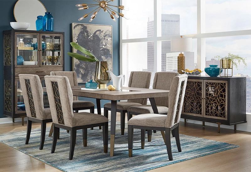 Paladium Wooden Modern Contemporary 7-Piece Dining Set with Rectangle Table and 6 Chairs