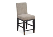 Paladium Grey Counter Stool with Upholstered Seat & Metal Accents